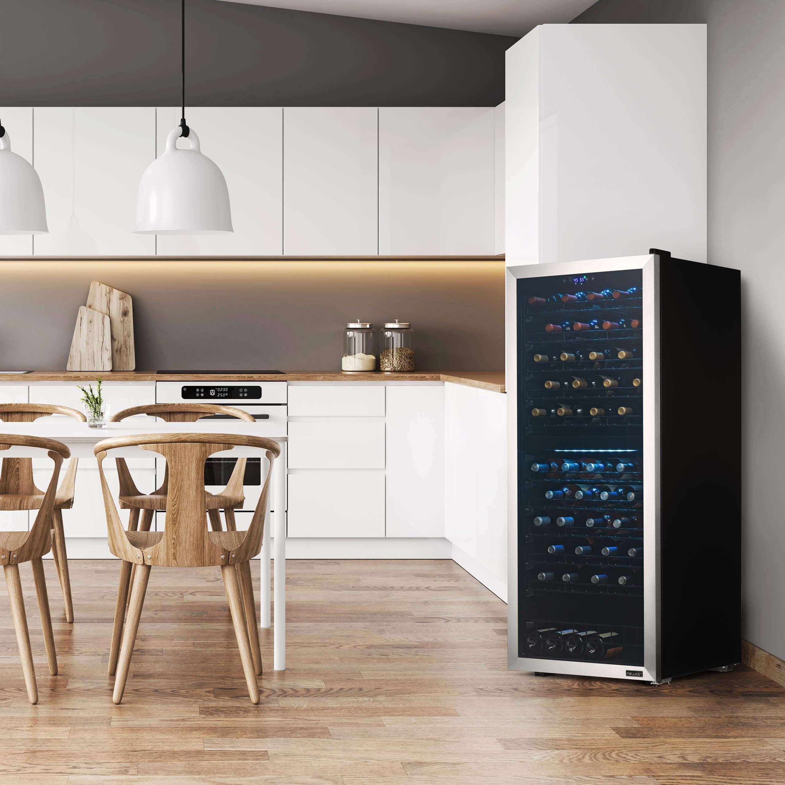 Freestanding Wine Refrigerator, 98 Bottle Dual Zone Compressor Wine Fridge in Stainless Steel thumbnail
