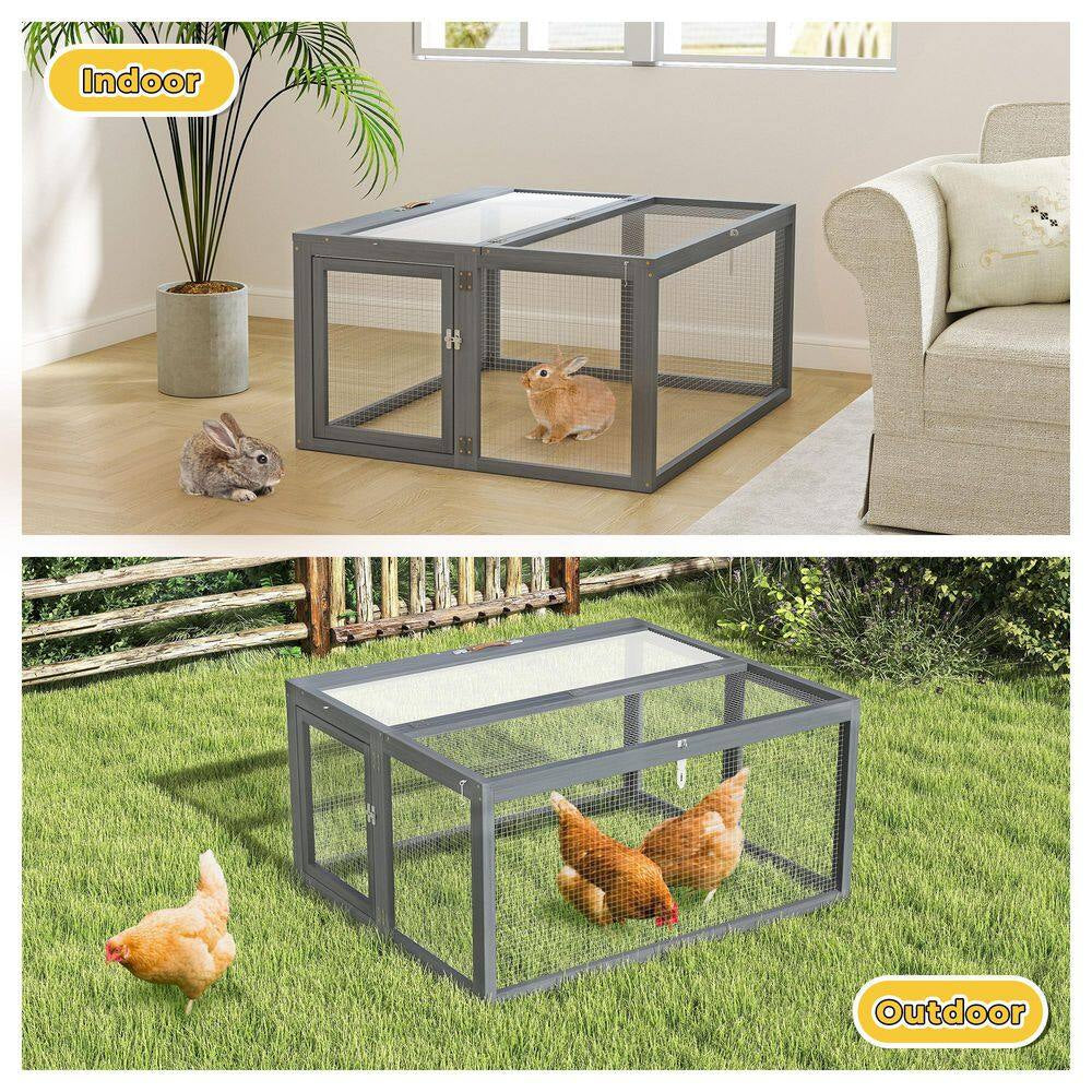 45 In. L Chicken Coop Rabbit Hutch with Openable Roof