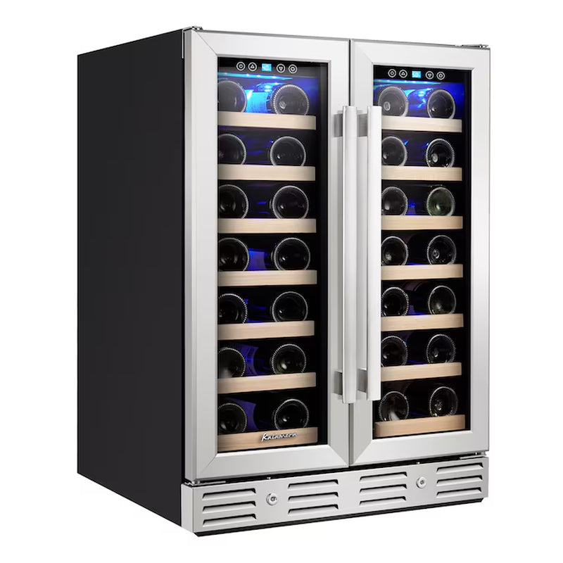 23.4-In W 40 -Bottles Black with Stainless Steel Glass Door Dual Zone Cooling Built-In/Freestanding Indoor Wine Cooler thumbnail