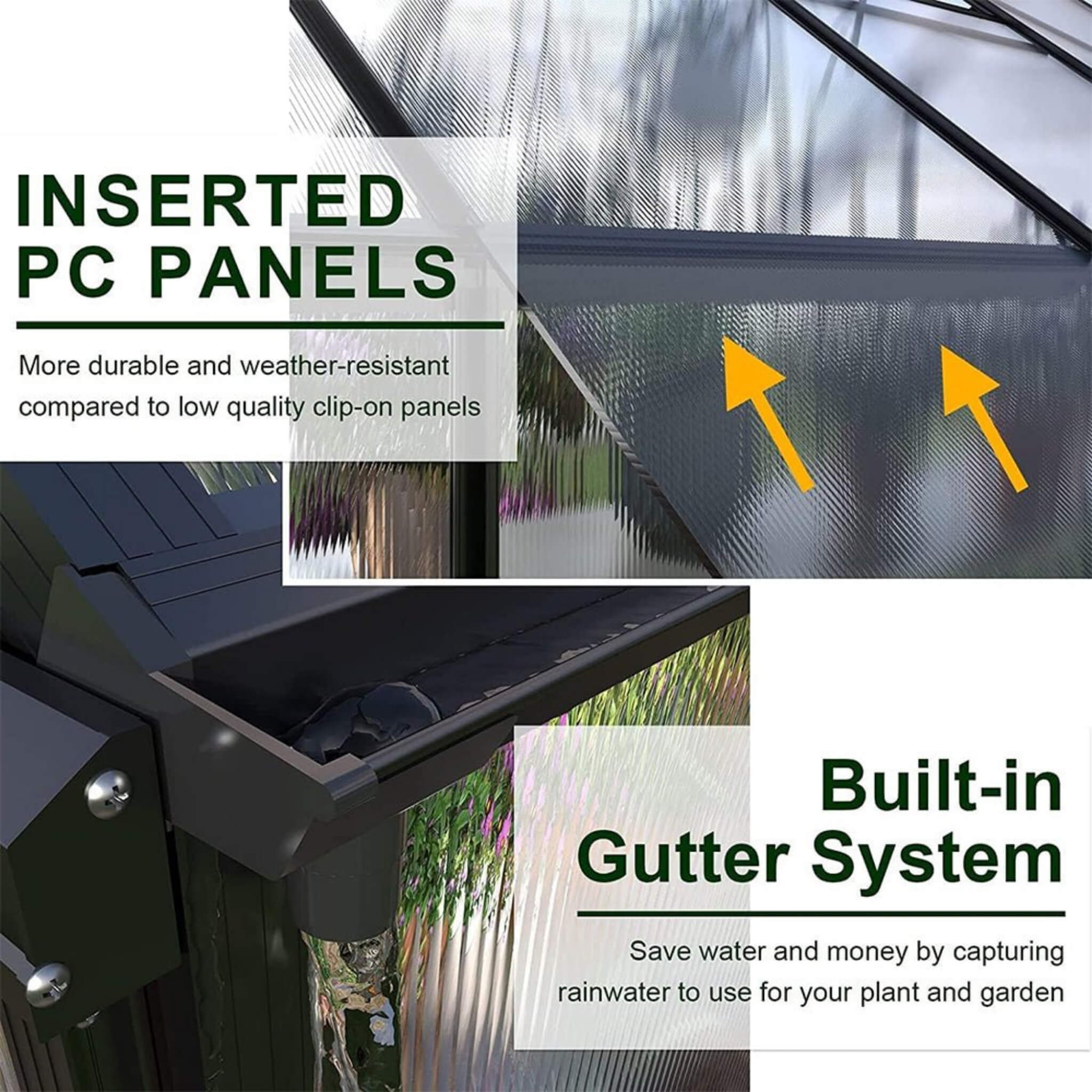 10FT X 12FT Heavy-Duty Outdoor Walk-In Polycarbonate Patio Greenhouse With Sliding Doors & Vents
