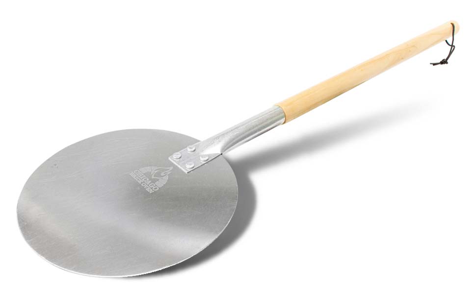 Chicago Brick Oven Aluminum Pizza Peel - Turning Pizza Paddle with Leather Strap and Detachable Wood Handle - Bakeware &amp; Pizza Oven Accessories - 9 in