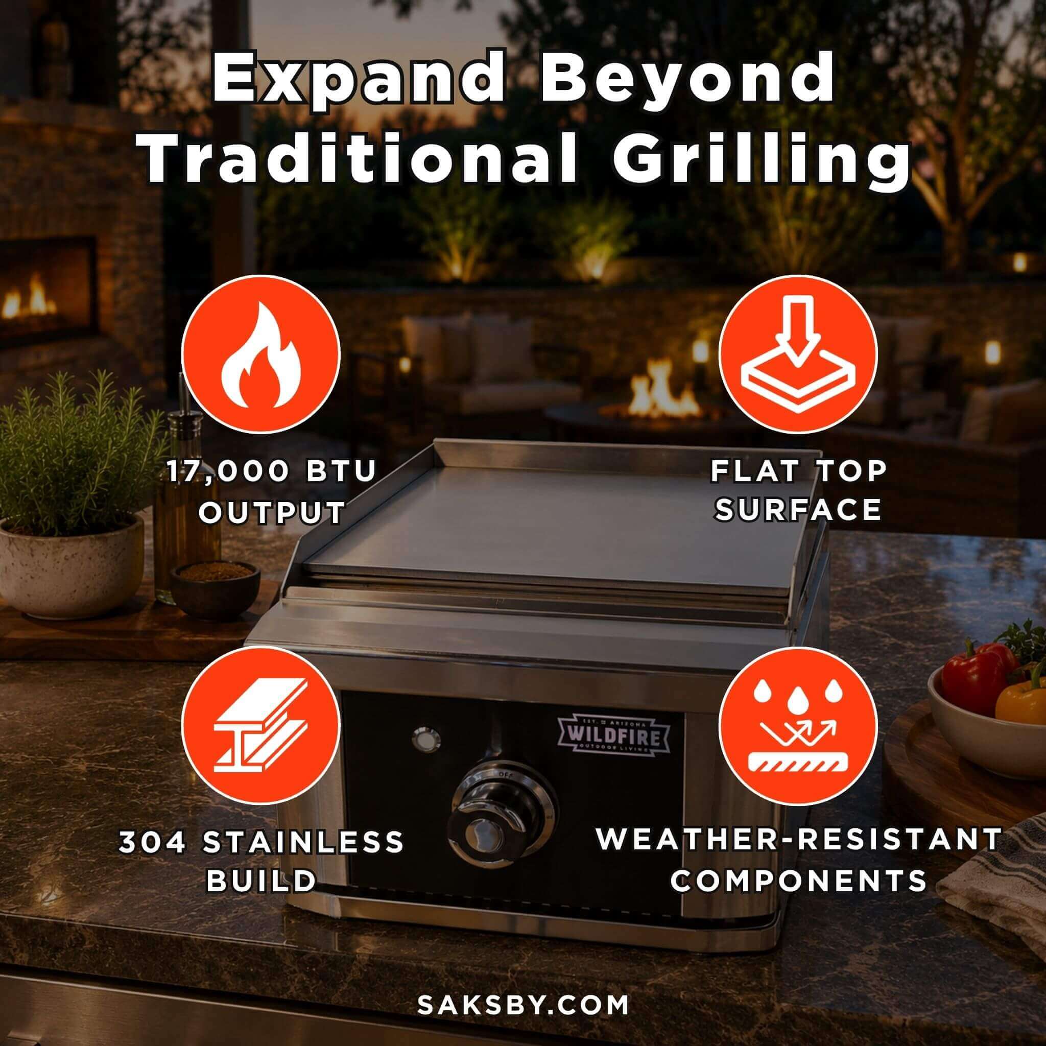Wildfire Outdoor Living Ranch Pro 15-Inch Stainless Steel Side Griddle